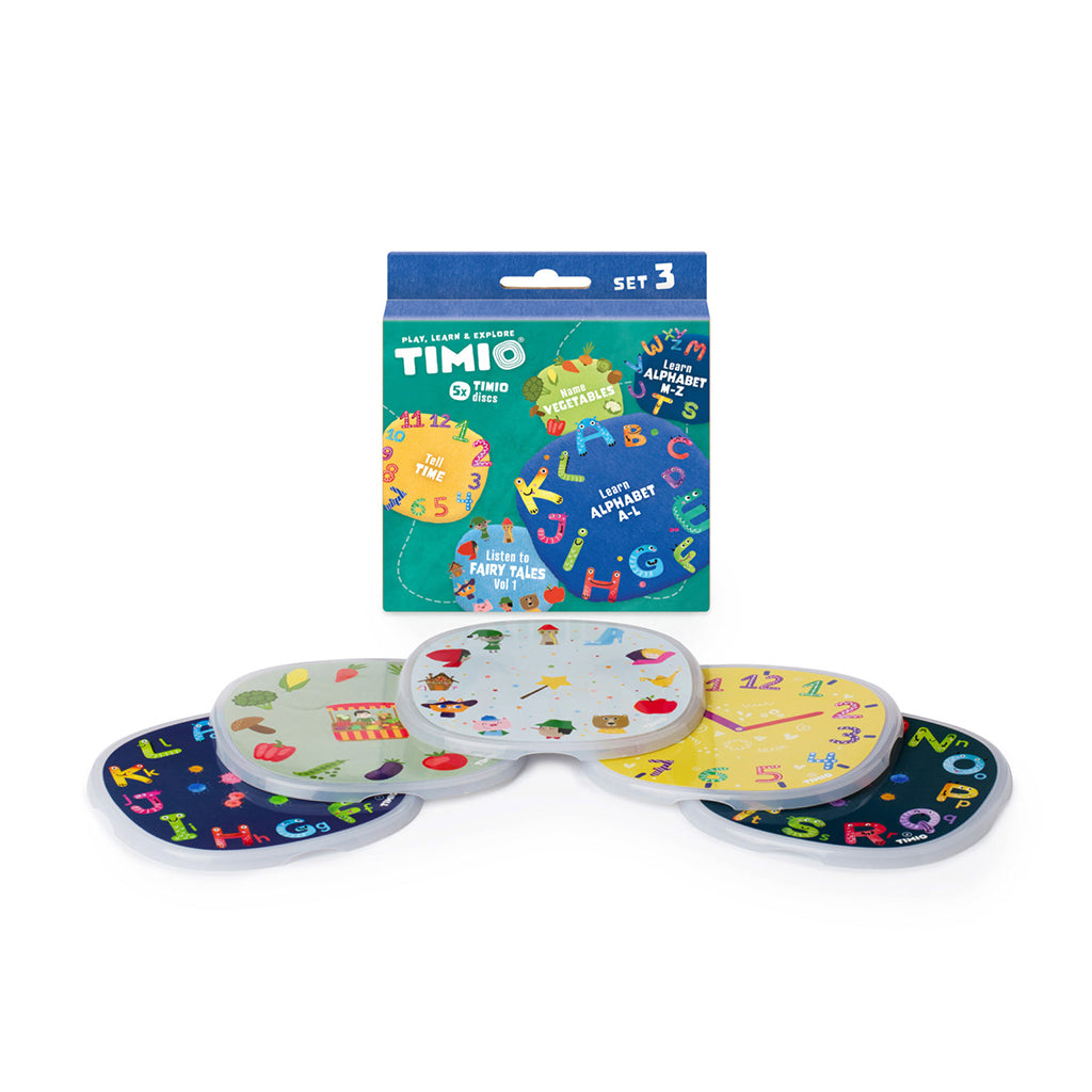 TIMIO Disc Set 3 - Eventyr, tiden, grøntsager, alfabet A-L og alfabet M-Z