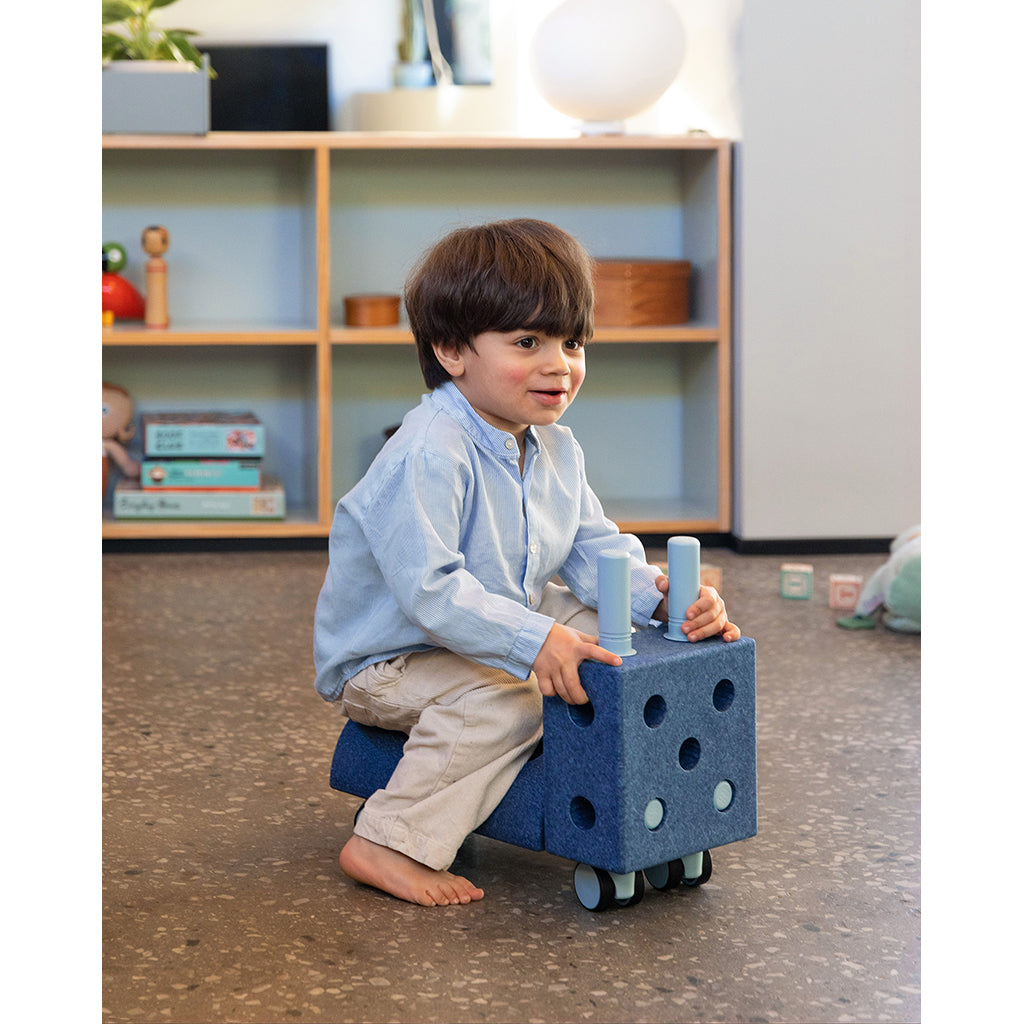 Modu Tiny Ride, Foam Activity Toy, 10 Pieces - Deep Blue/Sky Blue
