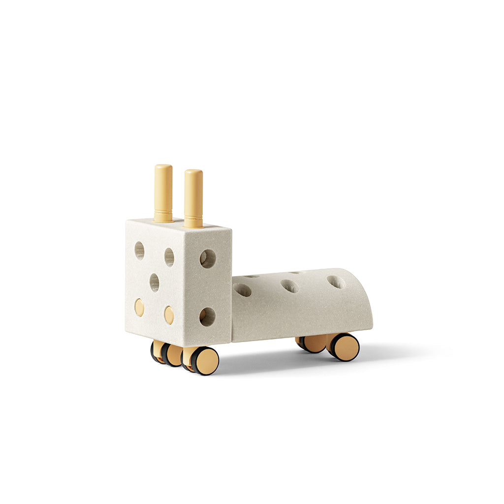 Modu Lille gåbil, aktivitetslegetøj i skum, 10 dele -  Sand Grey / Honey Yellow 