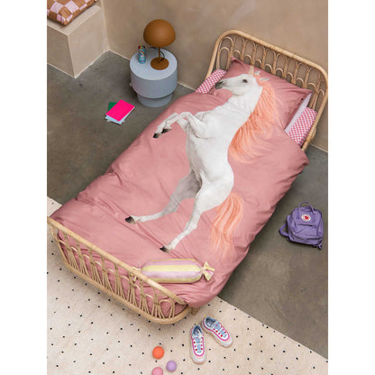 Snurk voksensengetøj, økologisk - Unicorn dusty pink