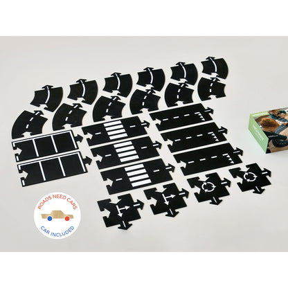 Waytoplay Rubber Car Track, 24 Pieces – Highway Car Edition