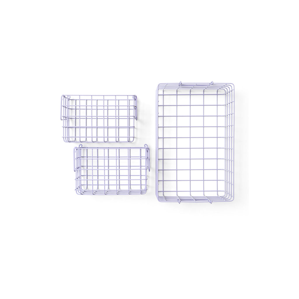 Mustard Made Baskets, sæt m. 3 trådkurve - Lilac