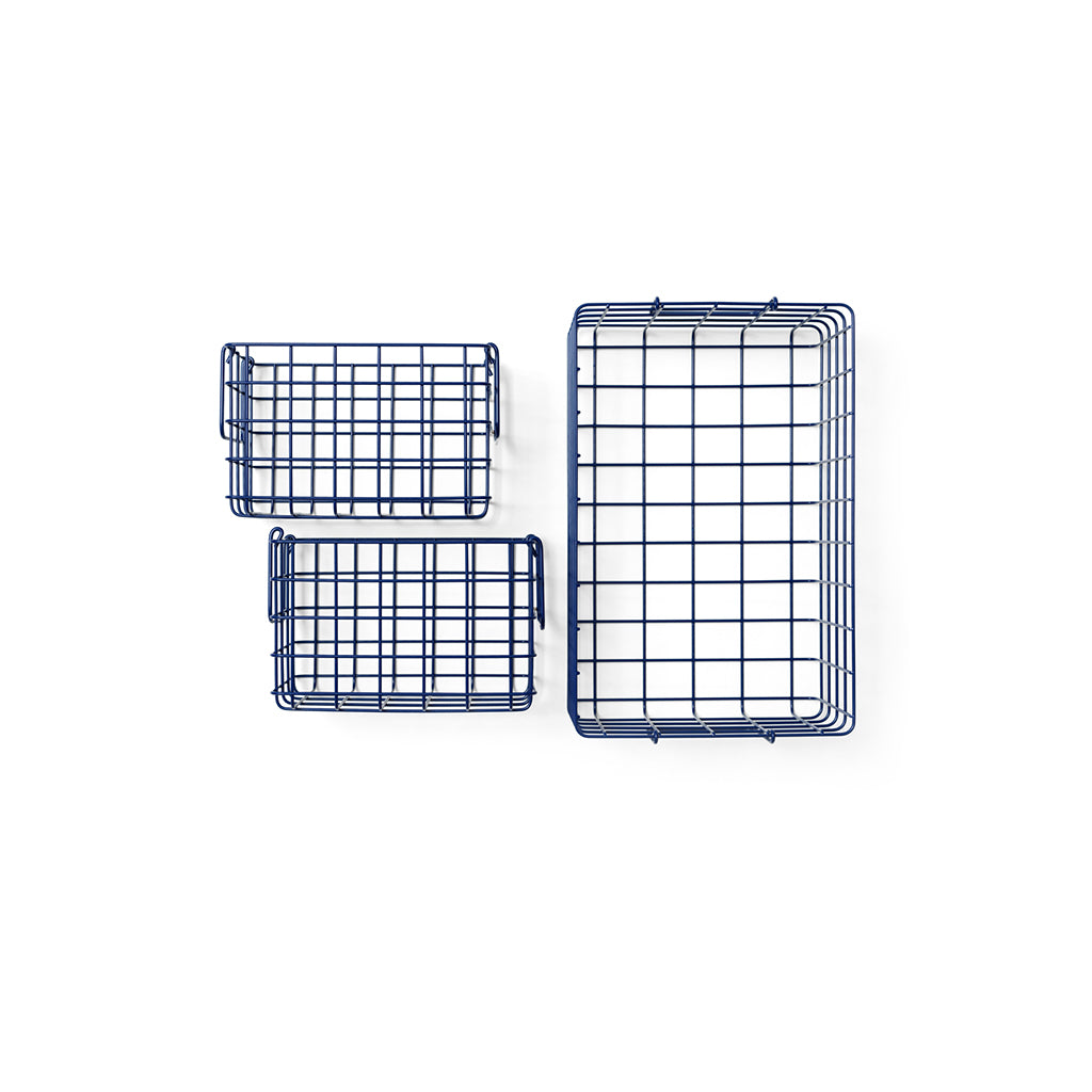 Mustard Made Baskets, sæt m. 3 trådkurve - Navy