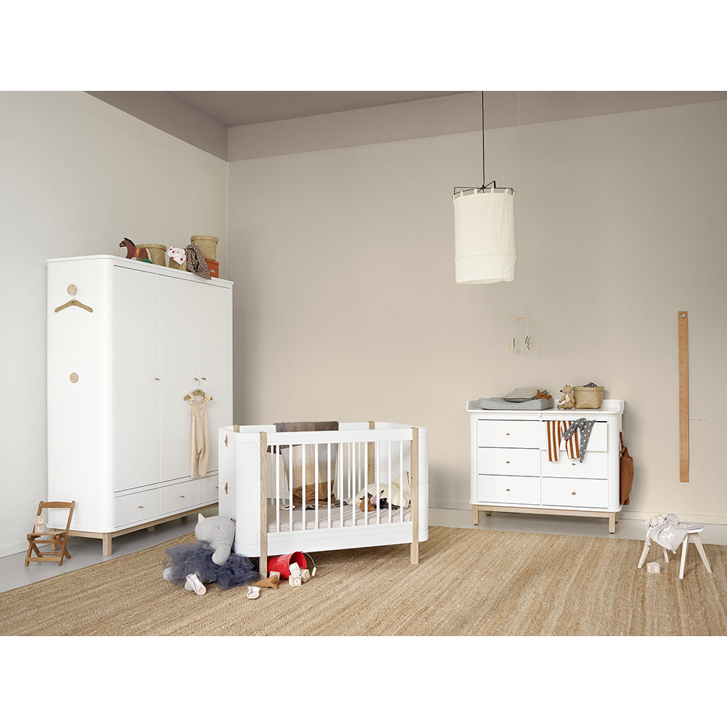 Oliver Furniture Wood Wardrobe with 3 Doors, White/Oak - Height 204 cm