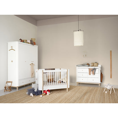 Oliver Furniture Wood Wardrobe with 3 Doors, White/Oak - Height 204 cm