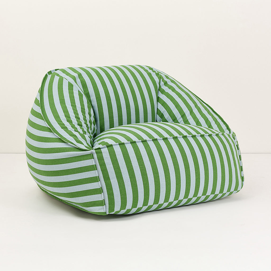 Nobodinoz Ziggy Armchair Bean Bag - Green Blue Stripes