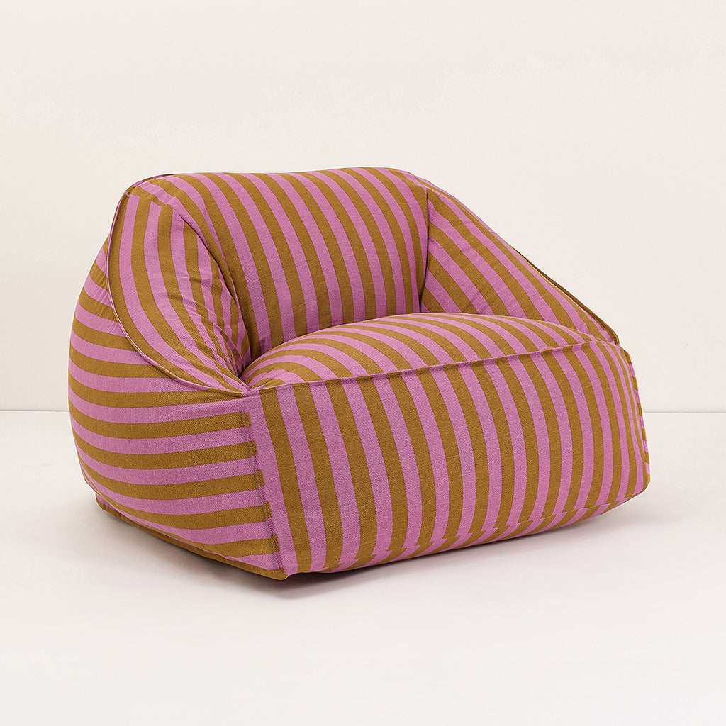 Nobodinoz Ziggy Armchair, Bean Bag – Pink Curry Stripes