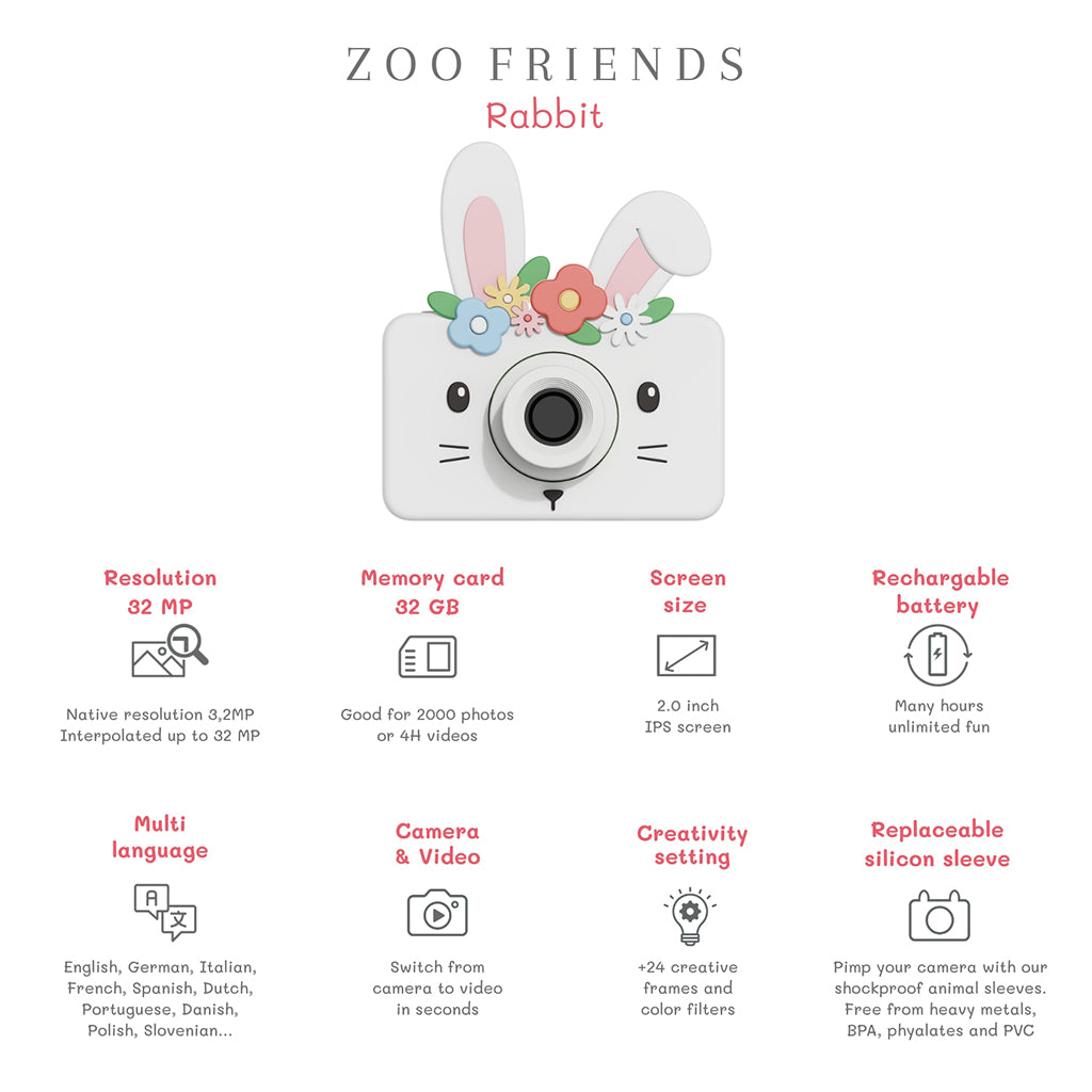 The ZooFamily, Zoo Friends børnekamera, 3-7 år - Kanin