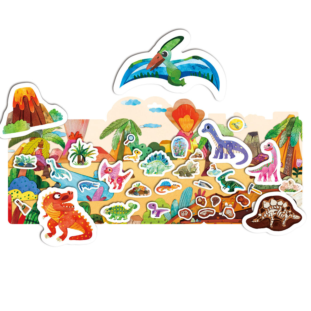 mierEdu -  Jelly Stickers 34 stk - Flytbare - Dinoland