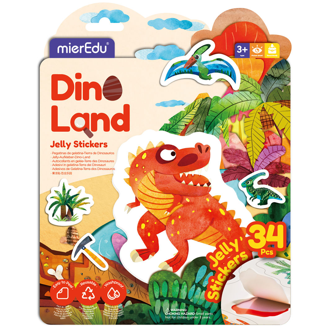 mierEdu -  Jelly Stickers 34 stk - Flytbare - Dinoland
