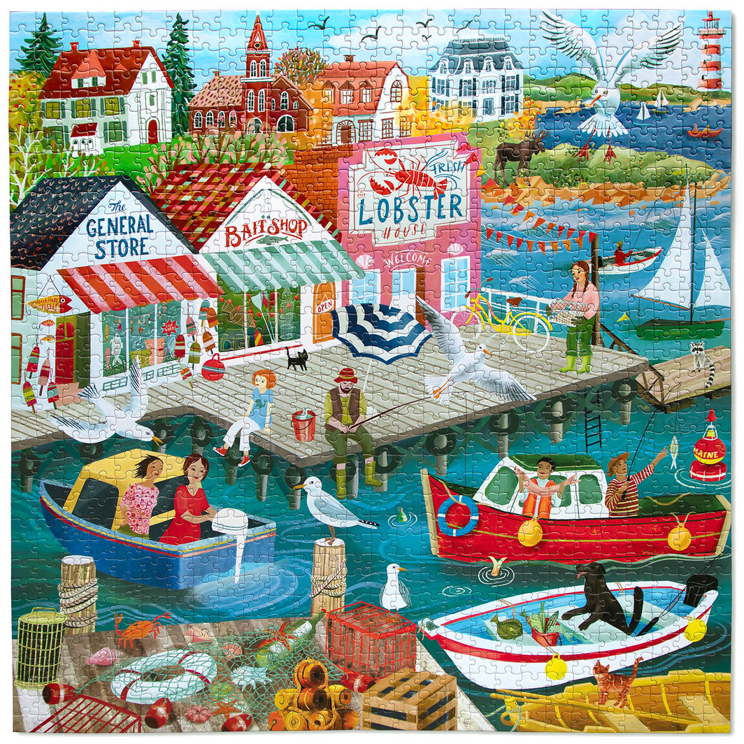 eeBoo 1000-Piece Jigsaw Puzzle, New England Wharf