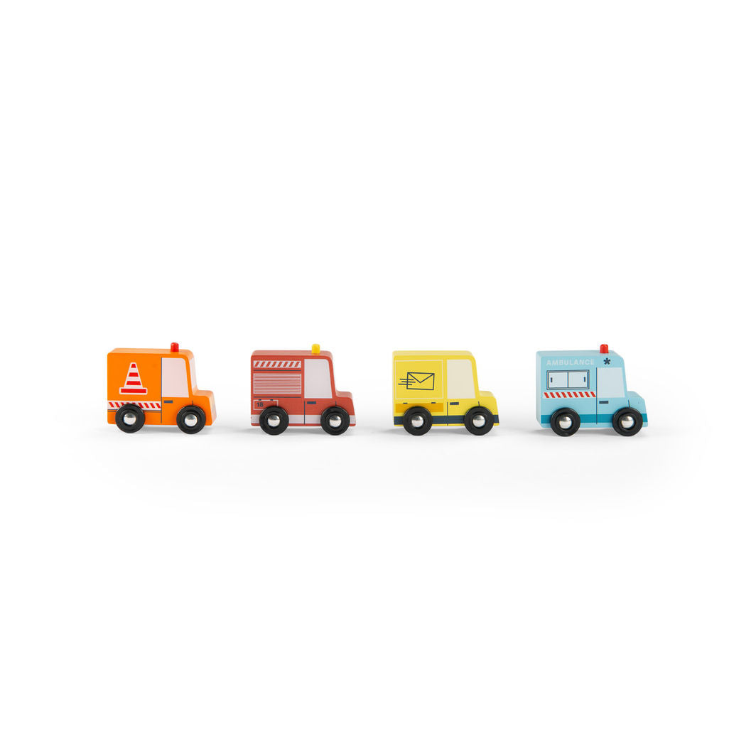 Moulin Roty Wooden Delivery Vans, Set of 4 – Avenue du Moulin