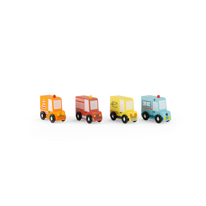Moulin Roty Wooden Delivery Vans, Set of 4 – Avenue du Moulin