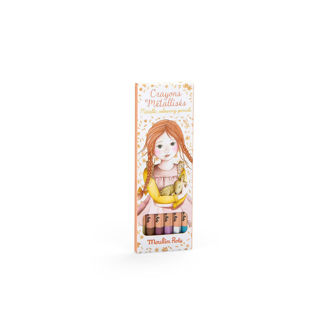 Moulin Roty Colored Pencils 6 pcs, Metallic - Les Rosalies