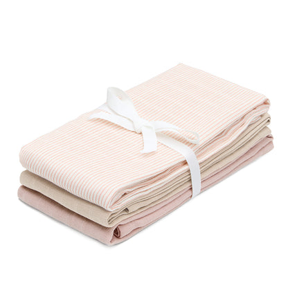 Cam Cam stofbleer, 3-pak, GOTS Mix - Classic Stripes Rose