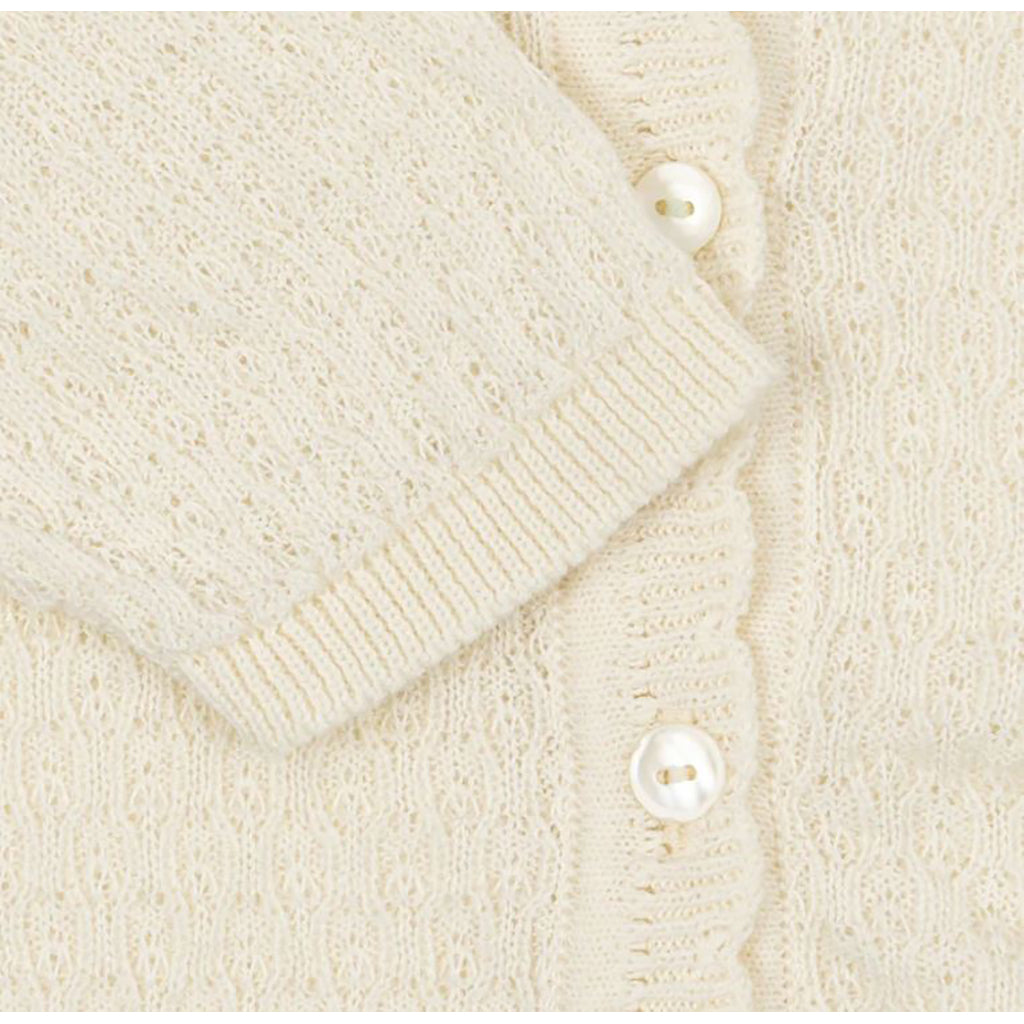 Fanga Fontana Venti Pointelle baby cardigan, GOTS, antique white - str. 1 - 9 mdr.