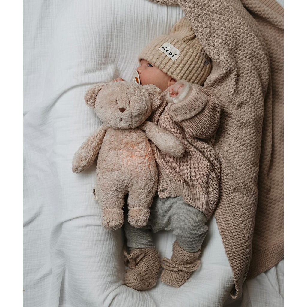 Moonie 2.0, Organic Humming Bear with Pink Noise and Lamp - Rose