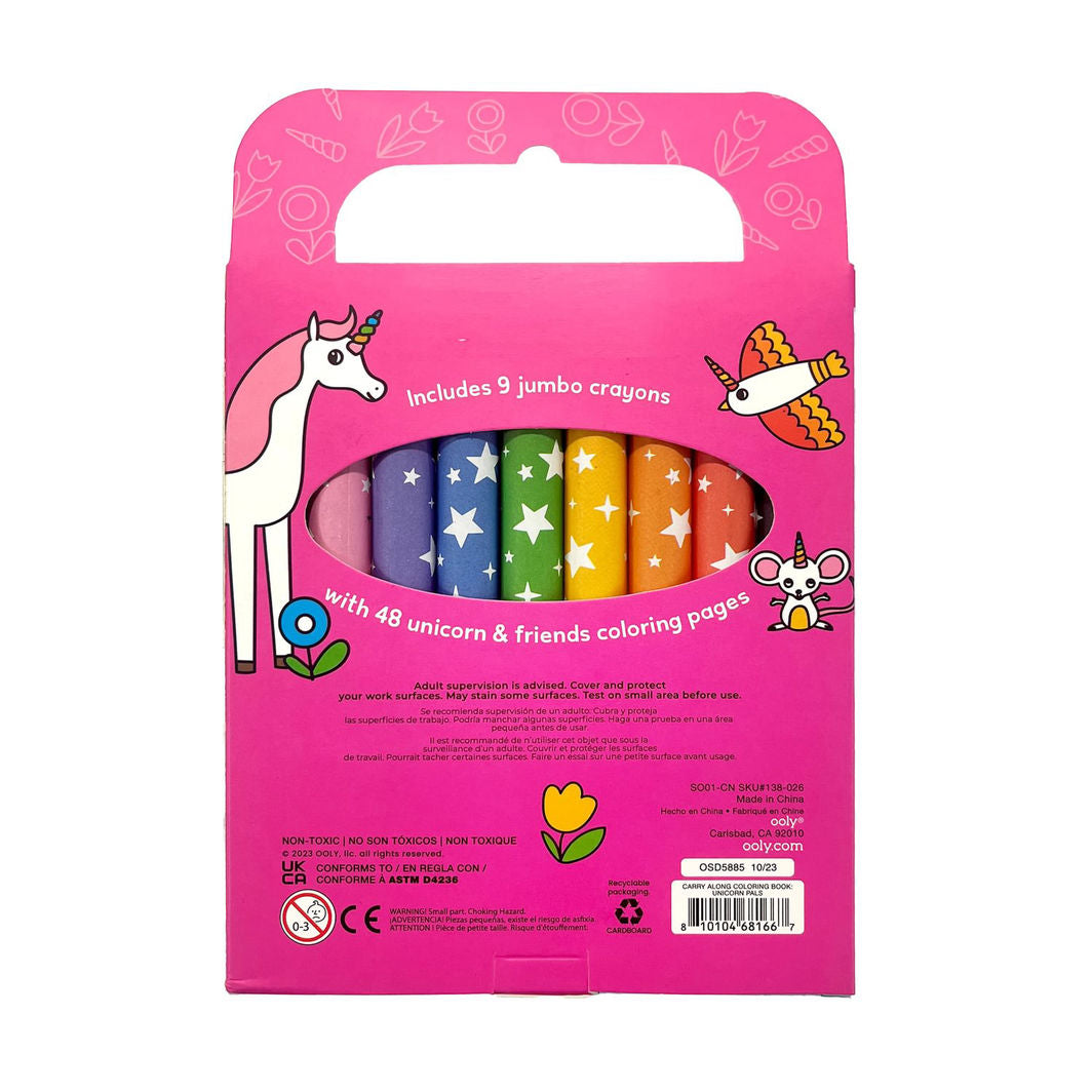 Ooly Farvekridt og malebog - Unicorn Pals - Carry Along