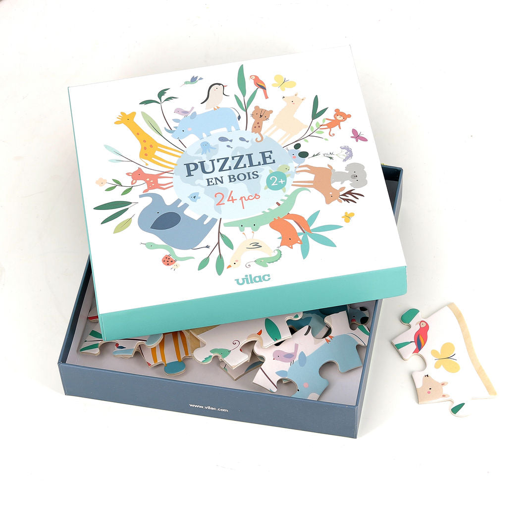 Vilac Wooden Jigsaw Puzzle, 24 Pieces, World