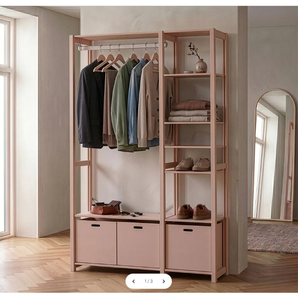 By Aulum Elsø reol m. 3 opbevaringskasser, Blush