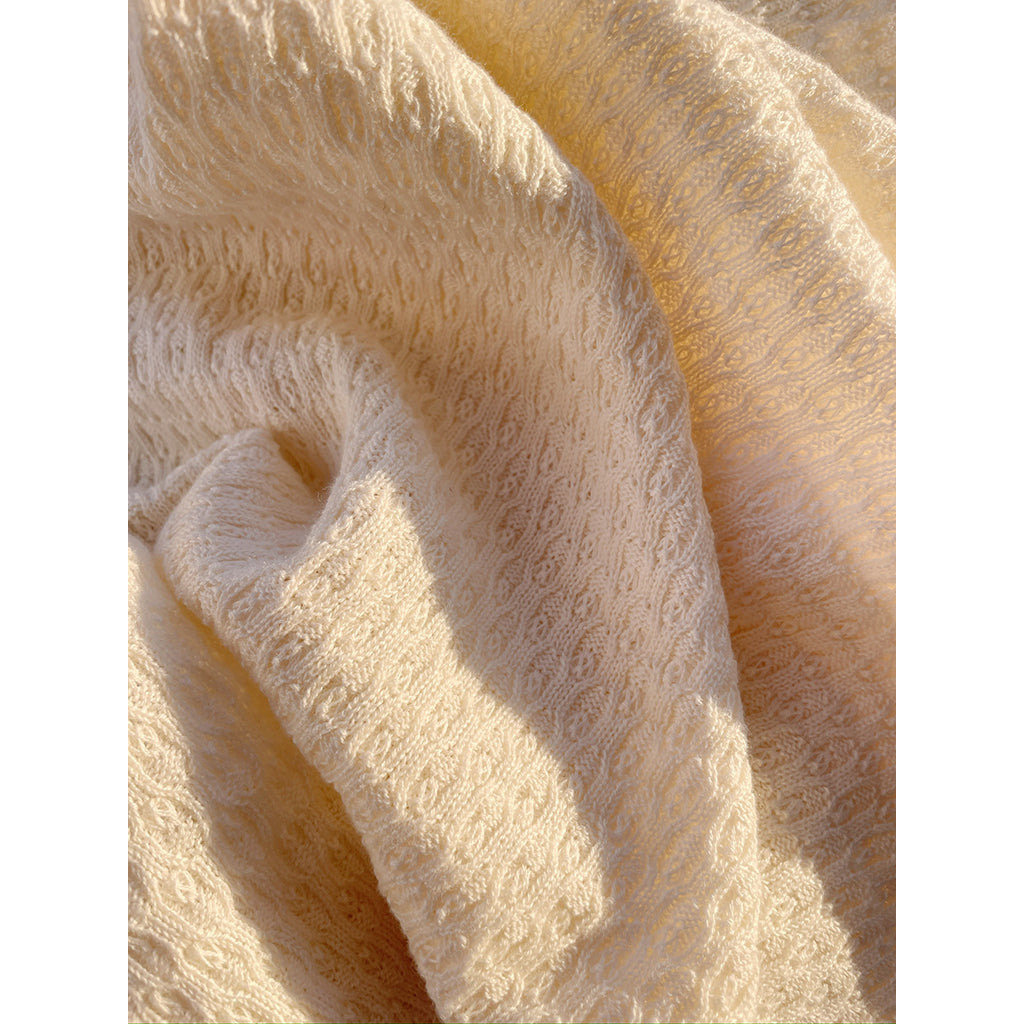"Fanga Fontana Baby Blanket, Venti Pointelle, GOTS - Antique White"
