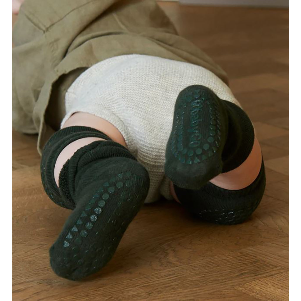 GoBabyGo skridsikre strømper m. gummidutter, Forest green
