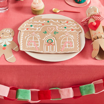 Meri Meri juletallerkener, Gingerbread House, 8 stk.