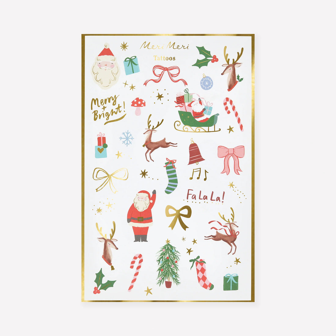 Meri Meri Christmas Tattoos for Kids, Christmas Mixed Icon, 2 Sheets