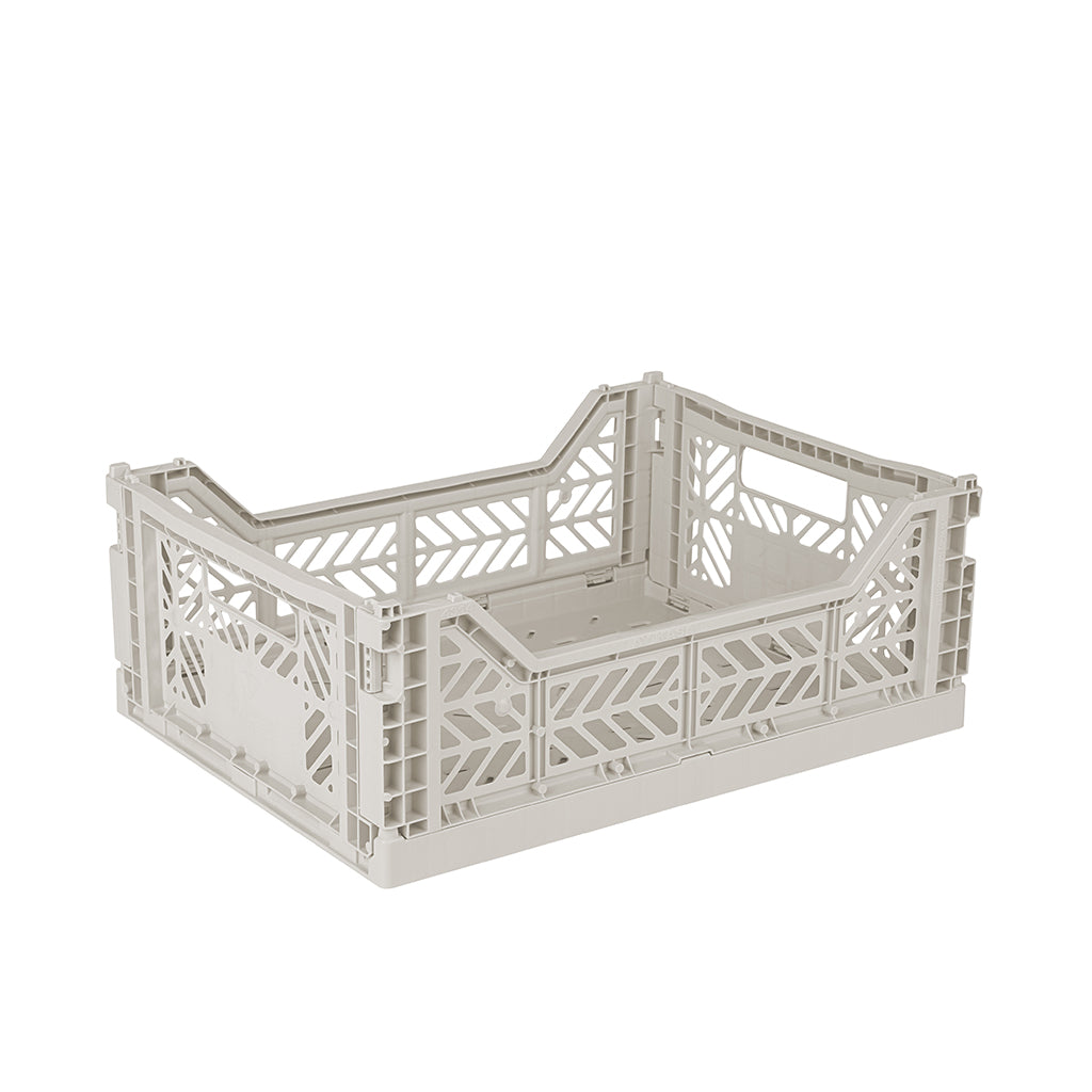 Aykasa Midi Folding Crate, Light Grey