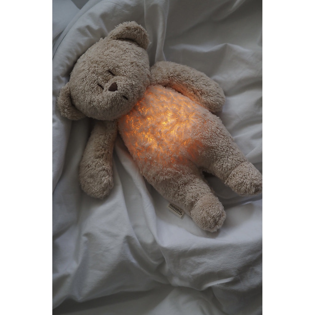 Moonie 2.0, Organic Humming Bear with Pink Noise and Nightlight – Grey