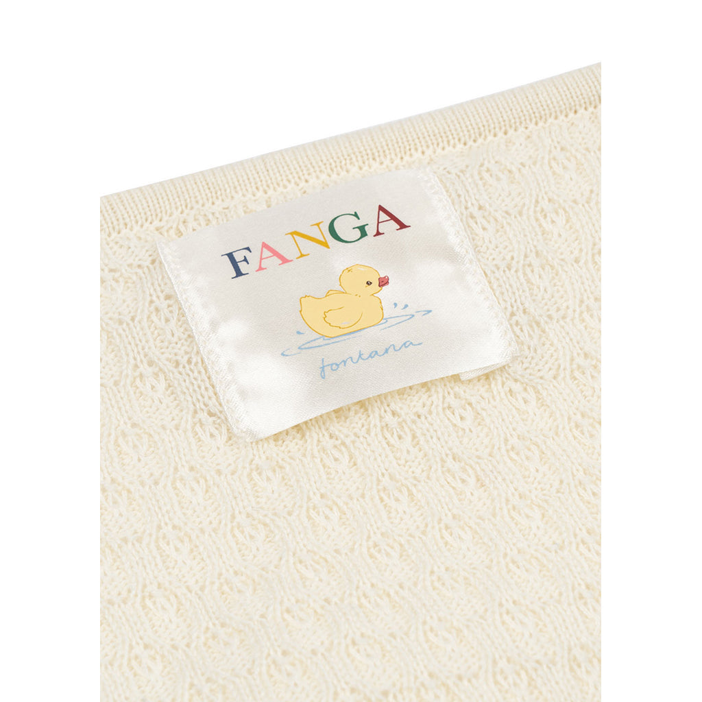 "Fanga Fontana Baby Blanket, Venti Pointelle, GOTS - Antique White"