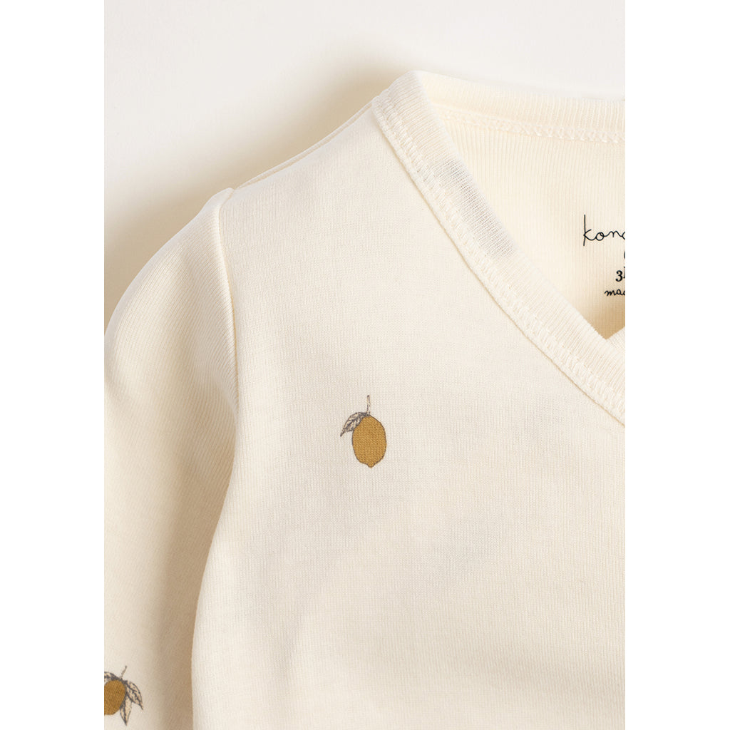Konges Sløjd Newborn Onesie Bodysuit, Lemon – Size 0–6 months.