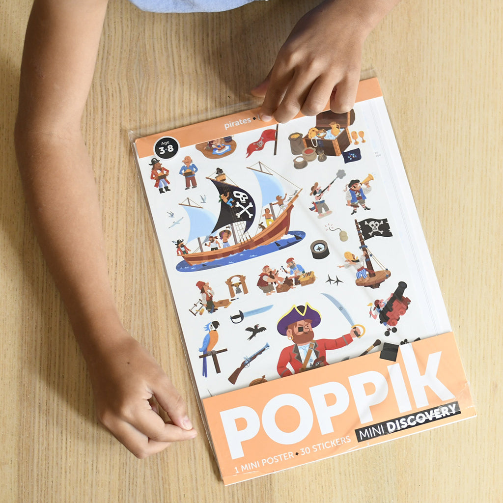 Poppik Paper Sticker Mosaic, Mini Poster and 30 Stickers – Pirate