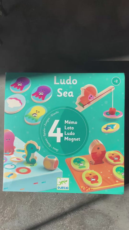 Djeco Trælærespil, Ludo Havet 4 spil - fiskespil