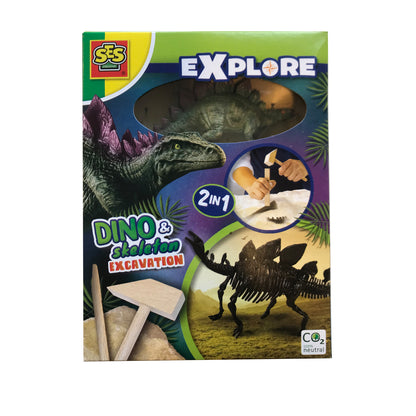 SES Creative, Explore, Udhug - Stegosaurus og skelet legetøj.