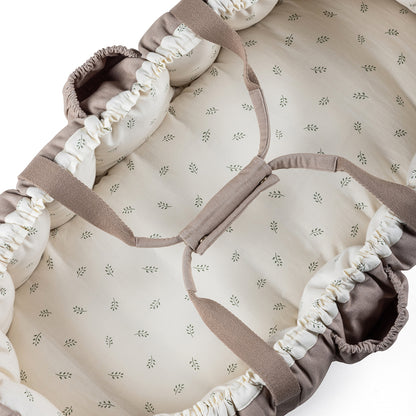 Sebra 3-in-1 Baby Nest, Baby Lift, and Play Mat, Sophora Leaves - Beige