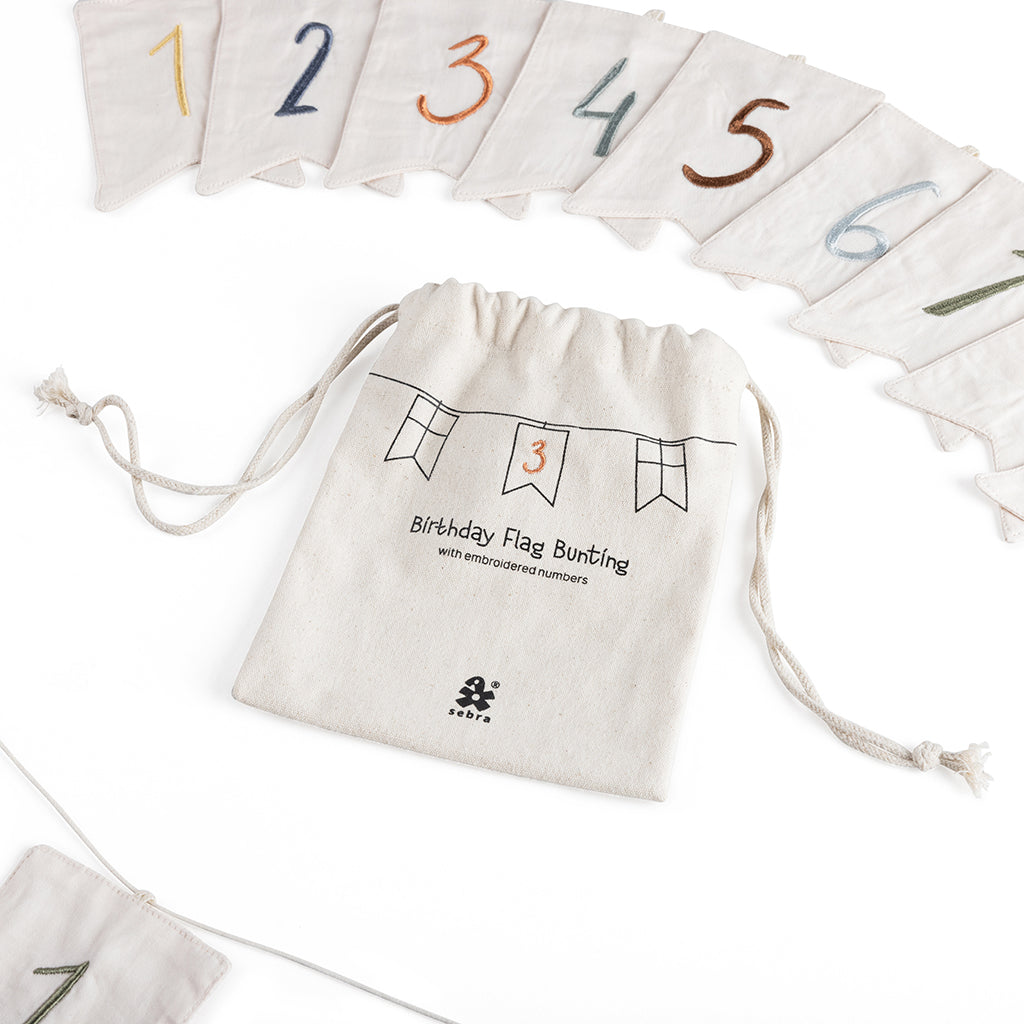 Sebra Flag Garland, Birthday Banner with Numbers 0-9