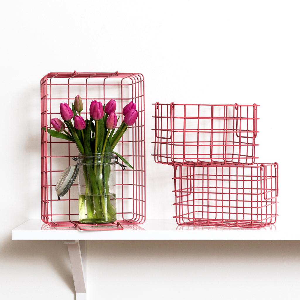 Mustard Made Baskets, Set of 3 Wire Baskets - Berry