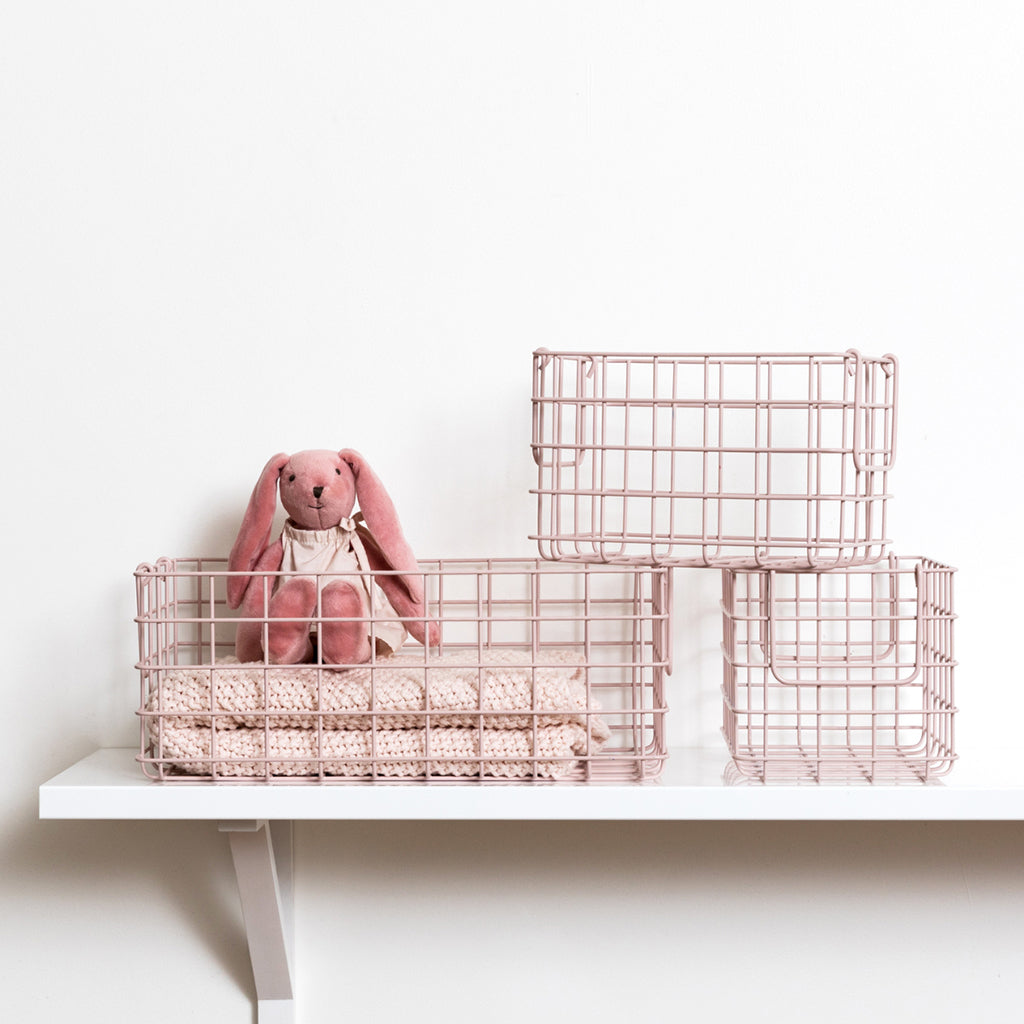 Mustard Made Baskets, Set of 3 Wire Baskets – Blush