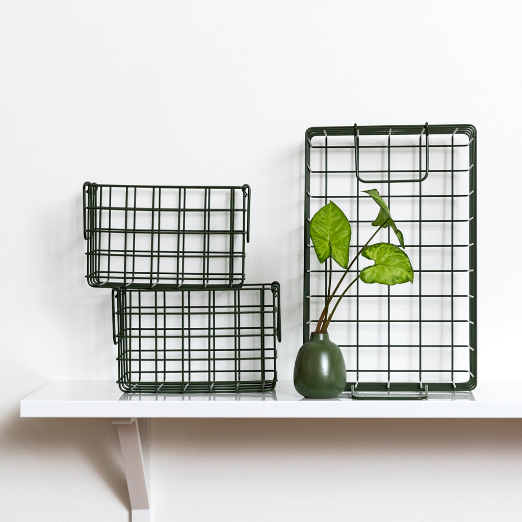 Mustard Made Baskets, Set of 3 Wire Baskets – Olive