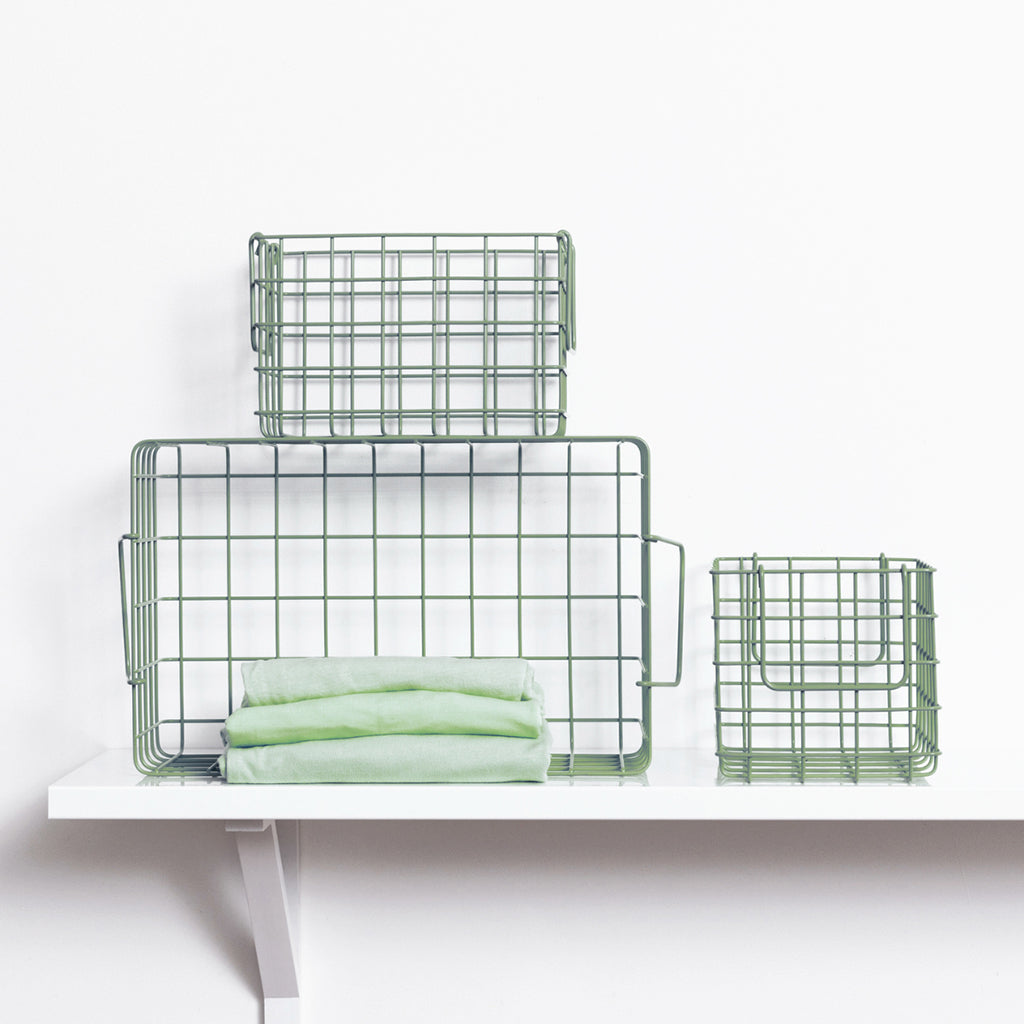 Mustard Made Baskets, sæt m. 3 trådkurve - Sage