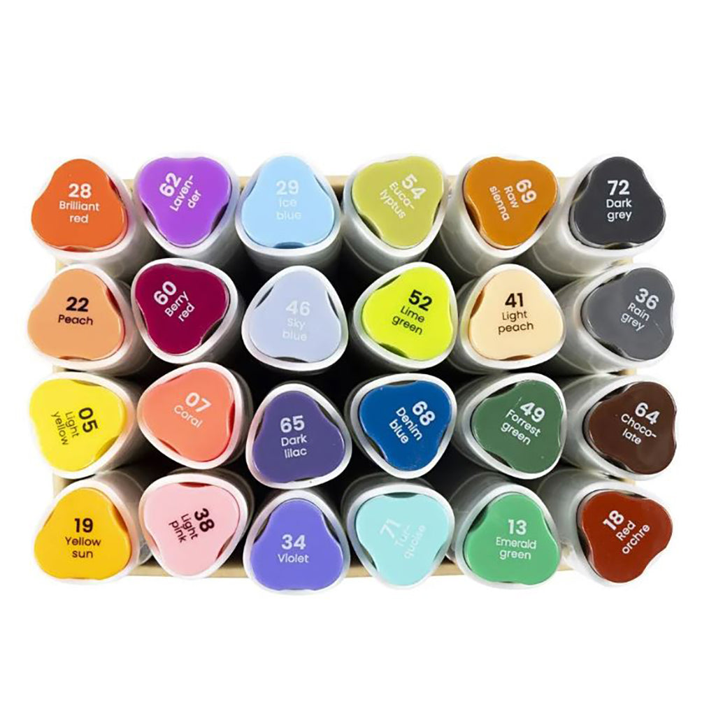Illustration Marker, dobbelt, streg 1 + 8 mm streg, 24 stk. - Suppleringsfarver