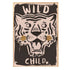 Studio Loco børneplakat Wild Child tigeransigt med tekst i sorte og hvide nuancer