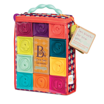 B Toys One Two Squeeze - Soft Blocks, Mint