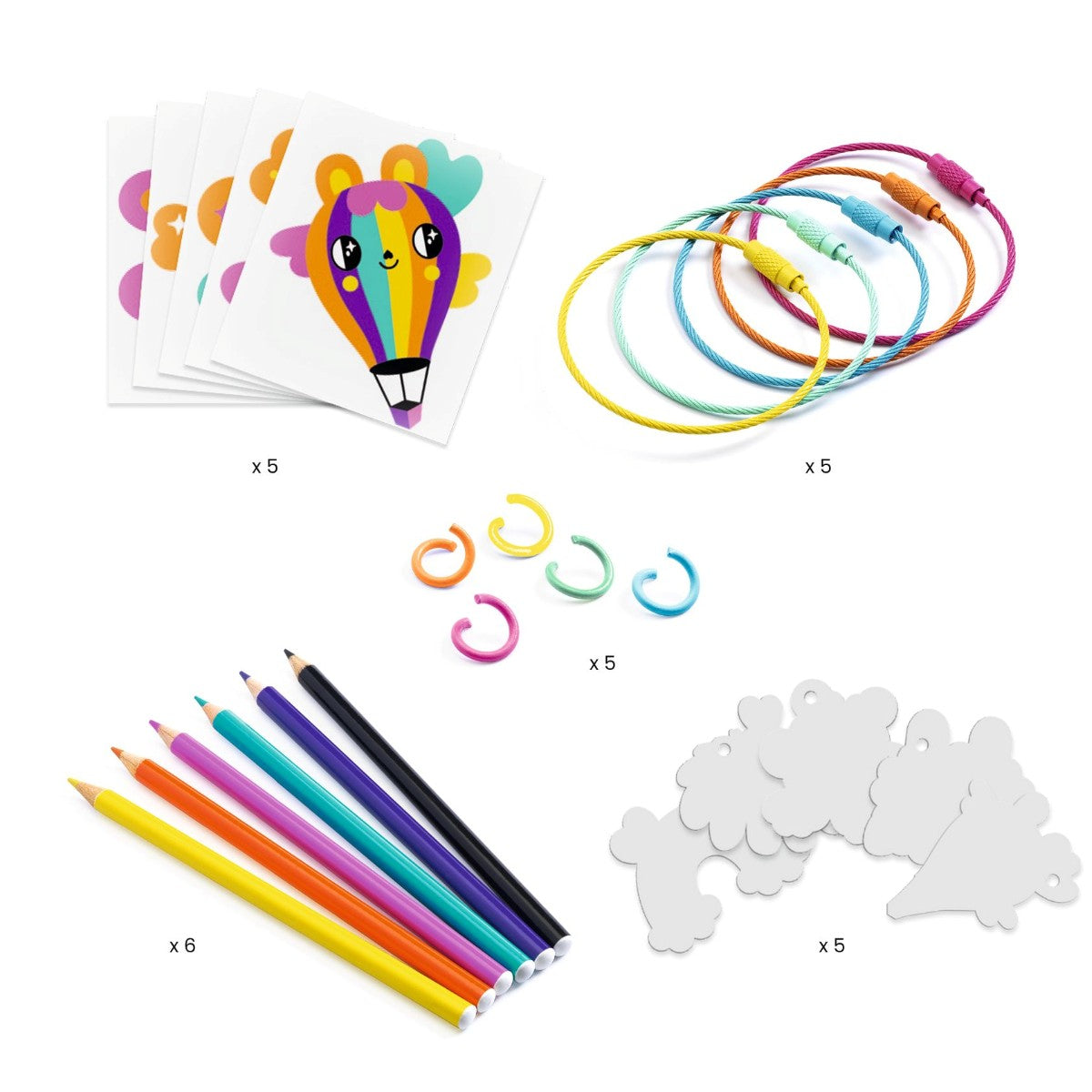 Djeco Creative Box, Artistic Plastic - Kawaii Keychains in Shrink Plastic