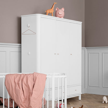 Oliver Furniture Wood klædeskab m 3 døre, hvid - højde 204 cm