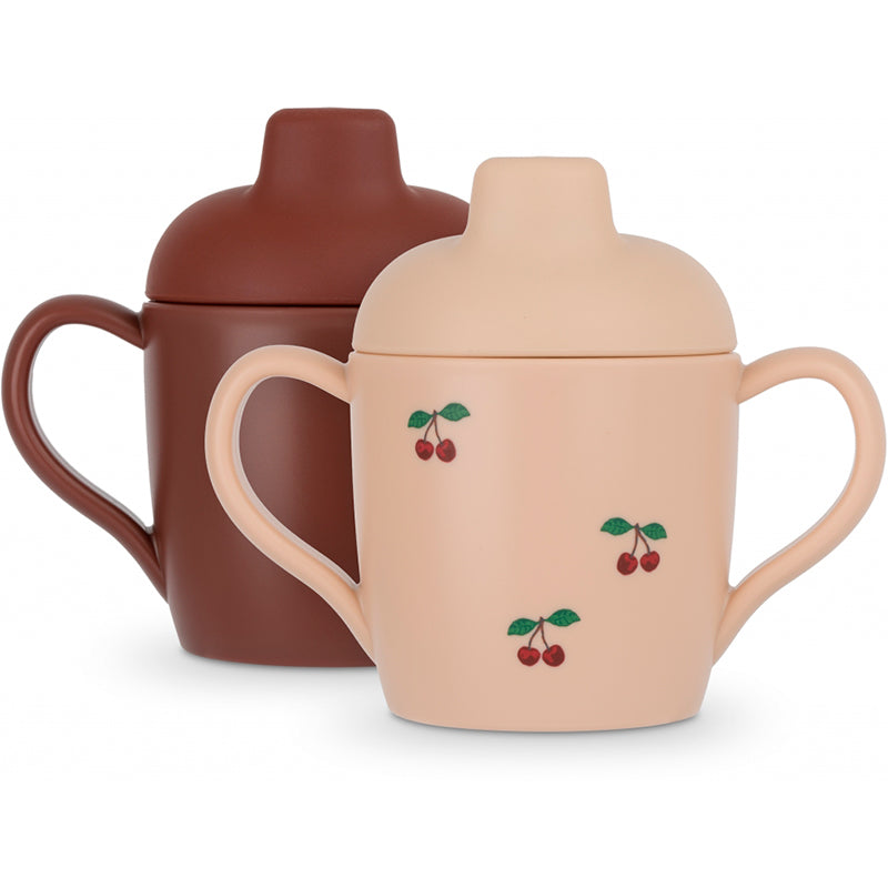 Konges Sløjd silikone drikkekop m. tud, 2-pak Sippy - Cherry
