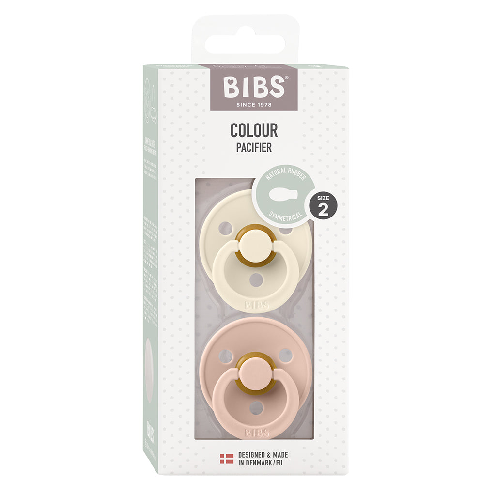 Bibs sutter i naturgummi, str. 2, 2-pak - Ivory/Blush