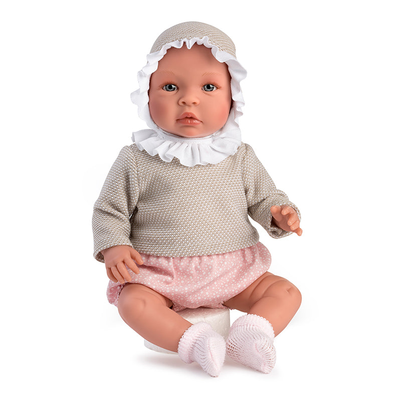Así Leonora babydukke, 46 cm - Rosa mamelukker og beige bluse