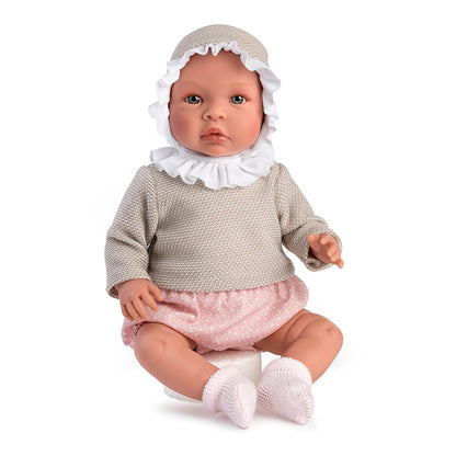 Así Leonora babydukke, 46 cm - Rosa mamelukker og beige bluse